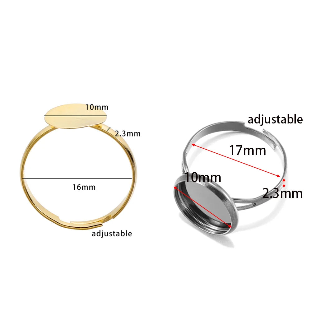 Ring Settings Metal Plating Adjustable Flat Blank Rings Base DIY Jewelry Making