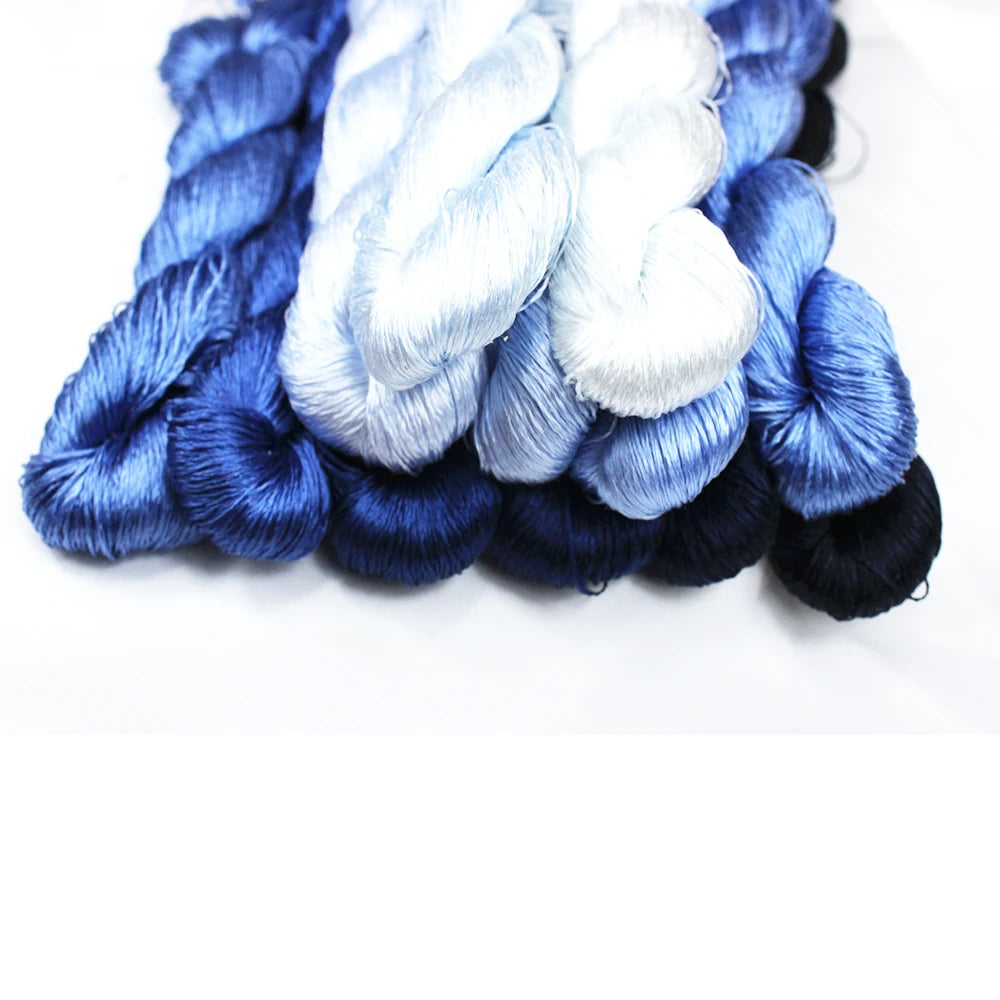 Embroidery Thread, Blue Colors for Handmade Needlework & Stitching Crafts