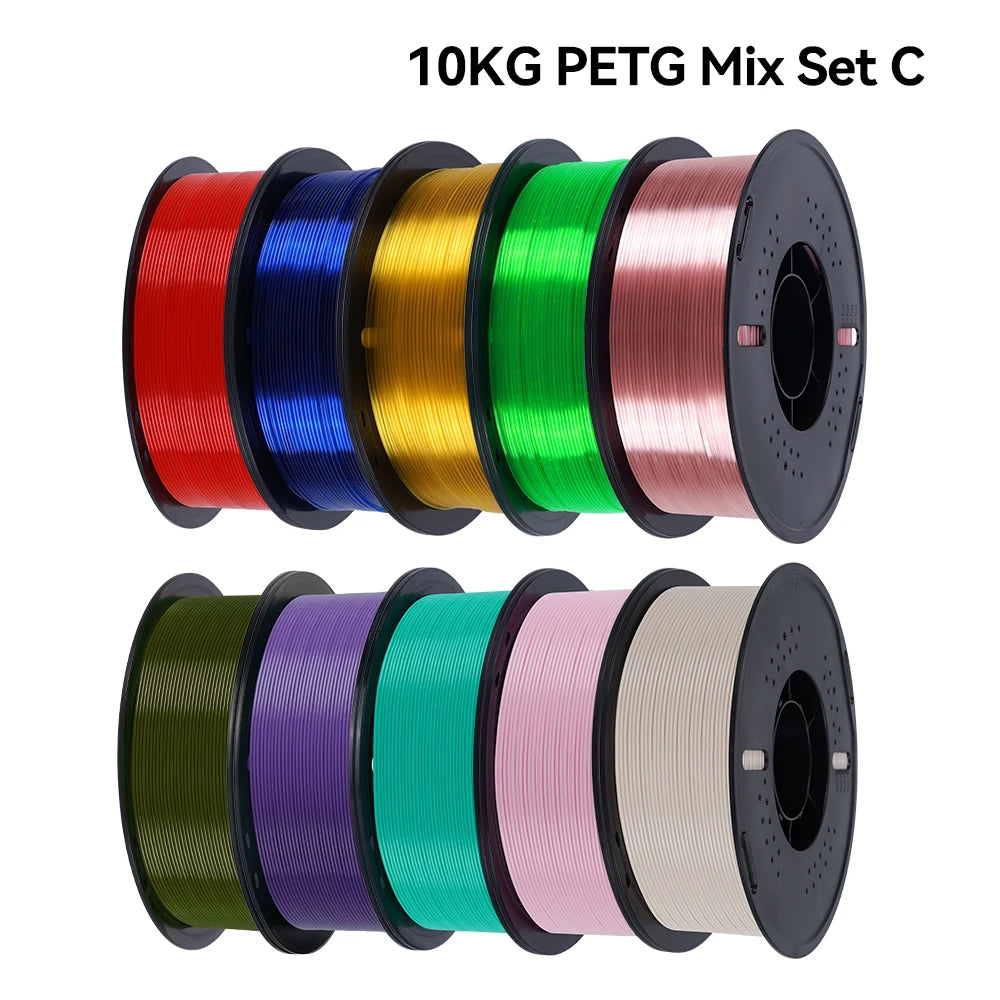 3D Printer Filament PETG 10KG 1.75mm Tangle-Free 20 Colors KINGROON