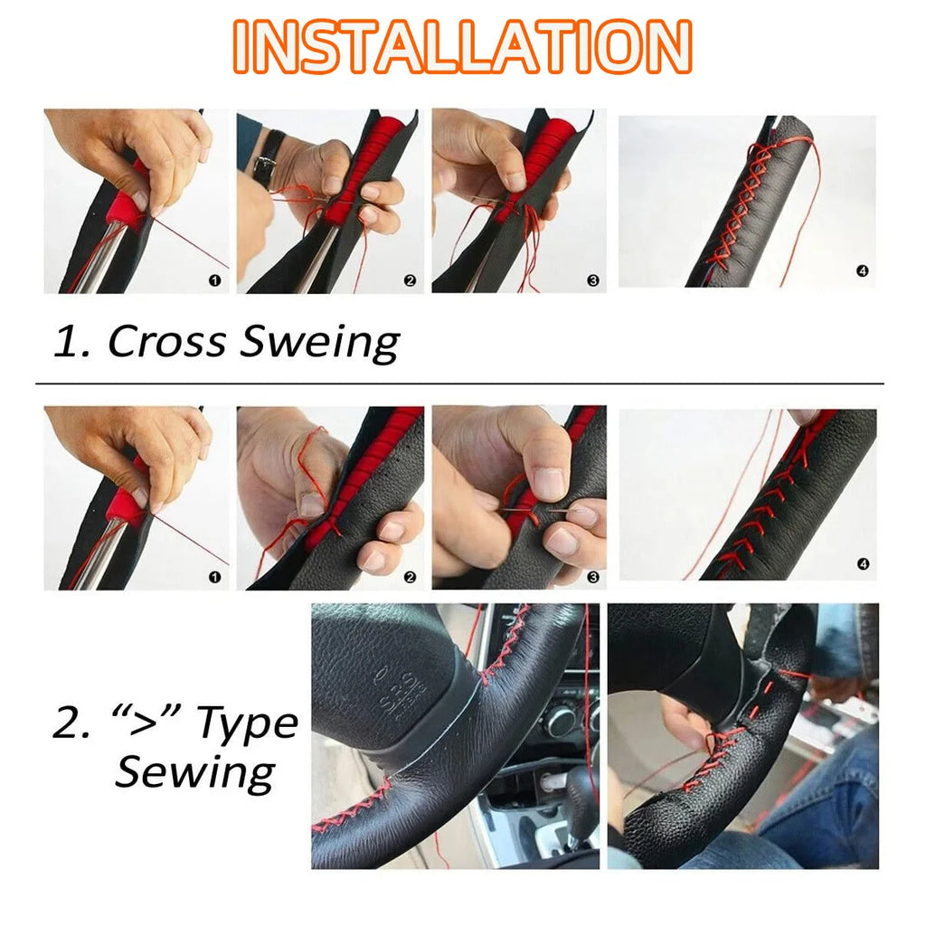 Universal Leather Car Steering Wheel Steering Wheel Cover Anti-Slip Comfort