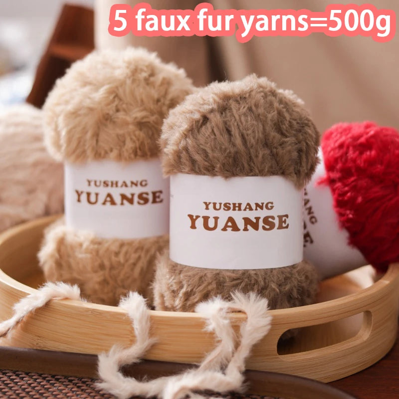 Yarn, Chunky Faux Fur for Crochet Shoes, Bags, Pendants & Slipper Crafts