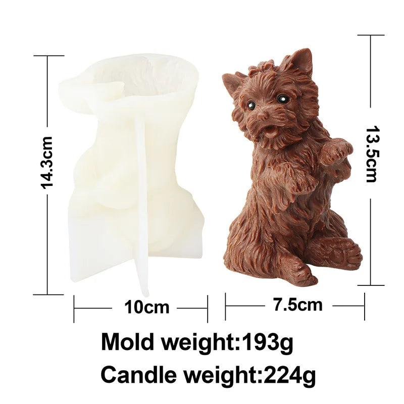 Cartoon Animal Dogs Yorkshire Terrier Silicone Candle Mold Cute Persian cat Soap Resin Plaster Mould Chocolate Cake Molds Gifts