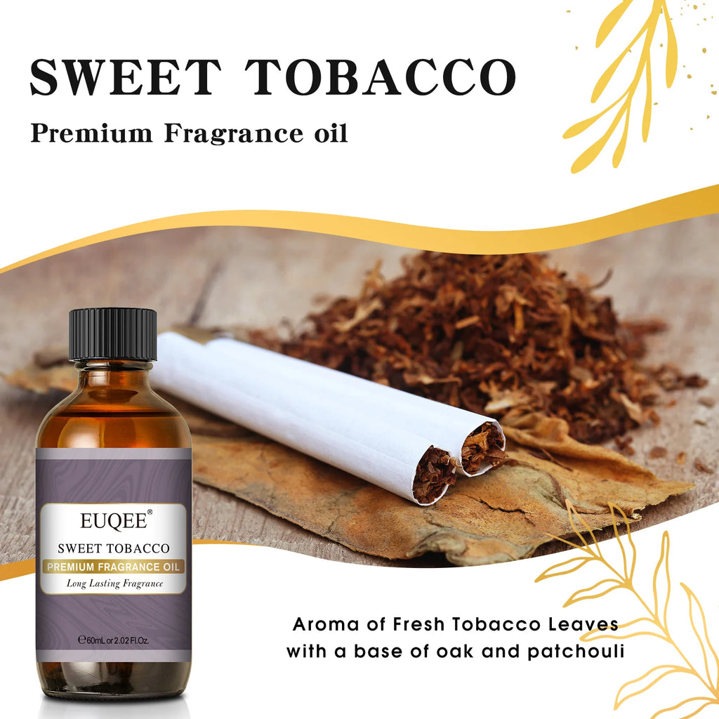EUQEE 60ml Men's Fragrance Oils with Glass Dropper Leather Dragons Blood Forest Pine Chocolate Aroma Oils For Car Diffusion