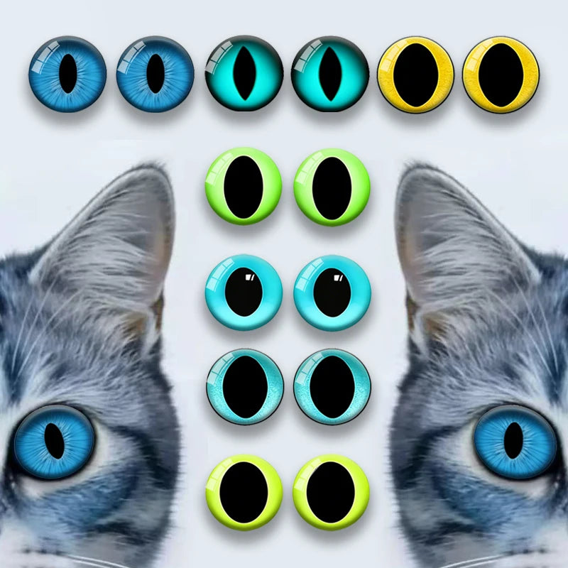 14Pcs Mixed Color Glass Cat Eyes Realistic Animal Eyes DIY Doll Plush Toy Craft Making Accessories