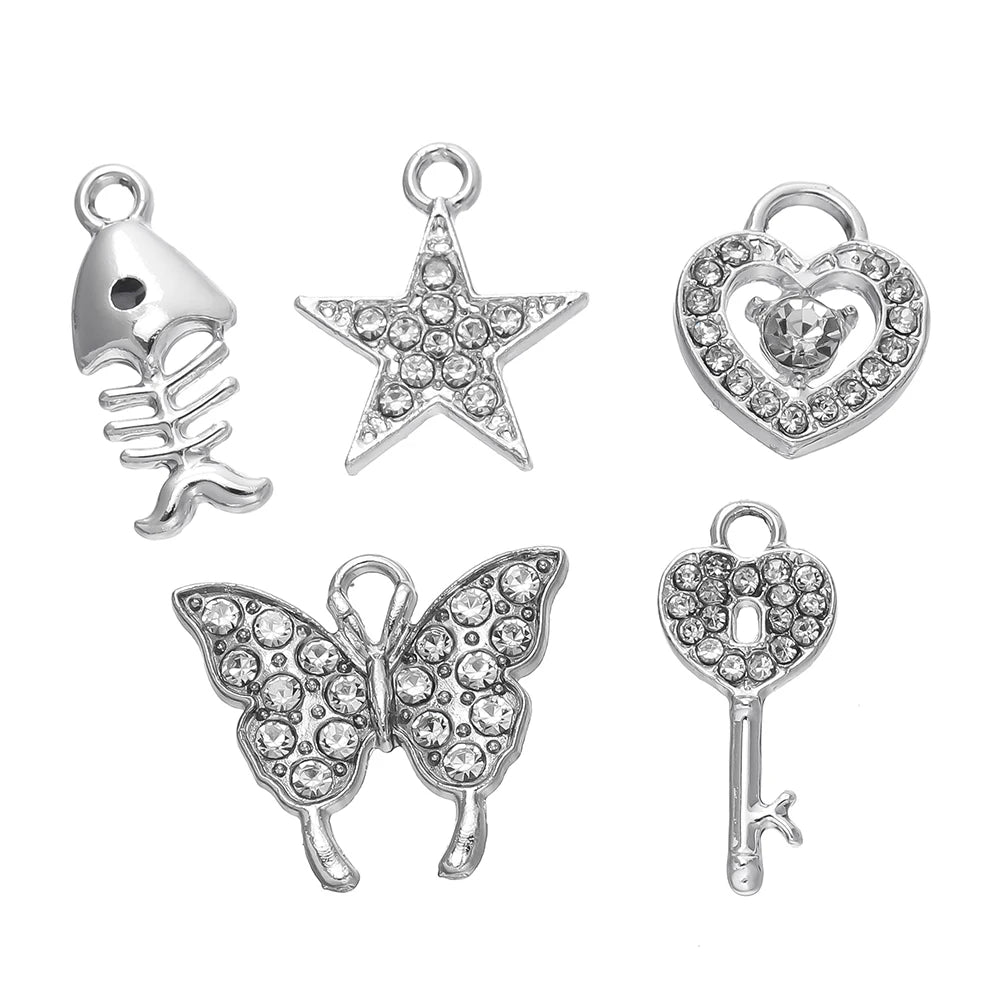Earring Components Rhinestone Love Butterfly Alloy Pendants Stars Craft Supplies