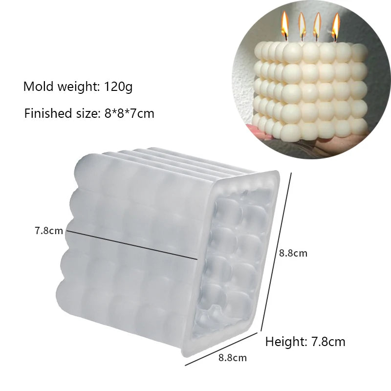 Candle Mold Silicone 3D Swirl Ball Twisted Taper Bubble Cube DIY Wax Soap