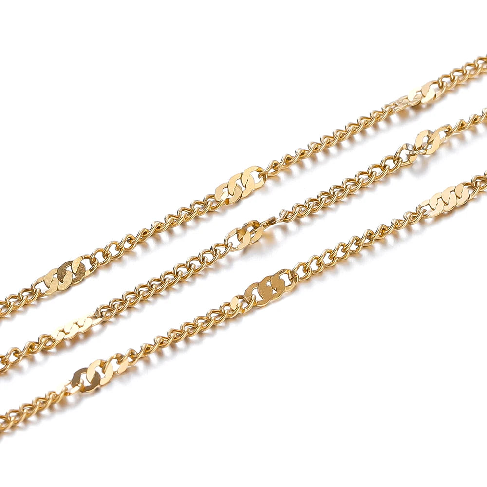 Jewelry Chains Stainless Steel Flat Chain Necklace Bracelet DIY Jewelry Making