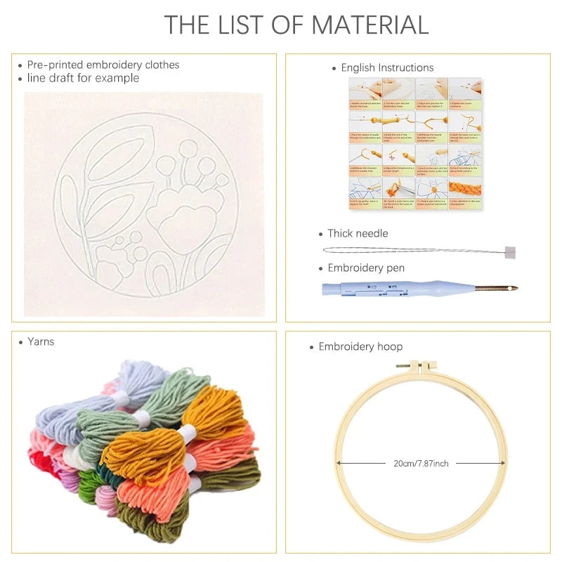 Punch Needle Kit, Cute Cartoon Designs for Beginner Embroidery & Gifts