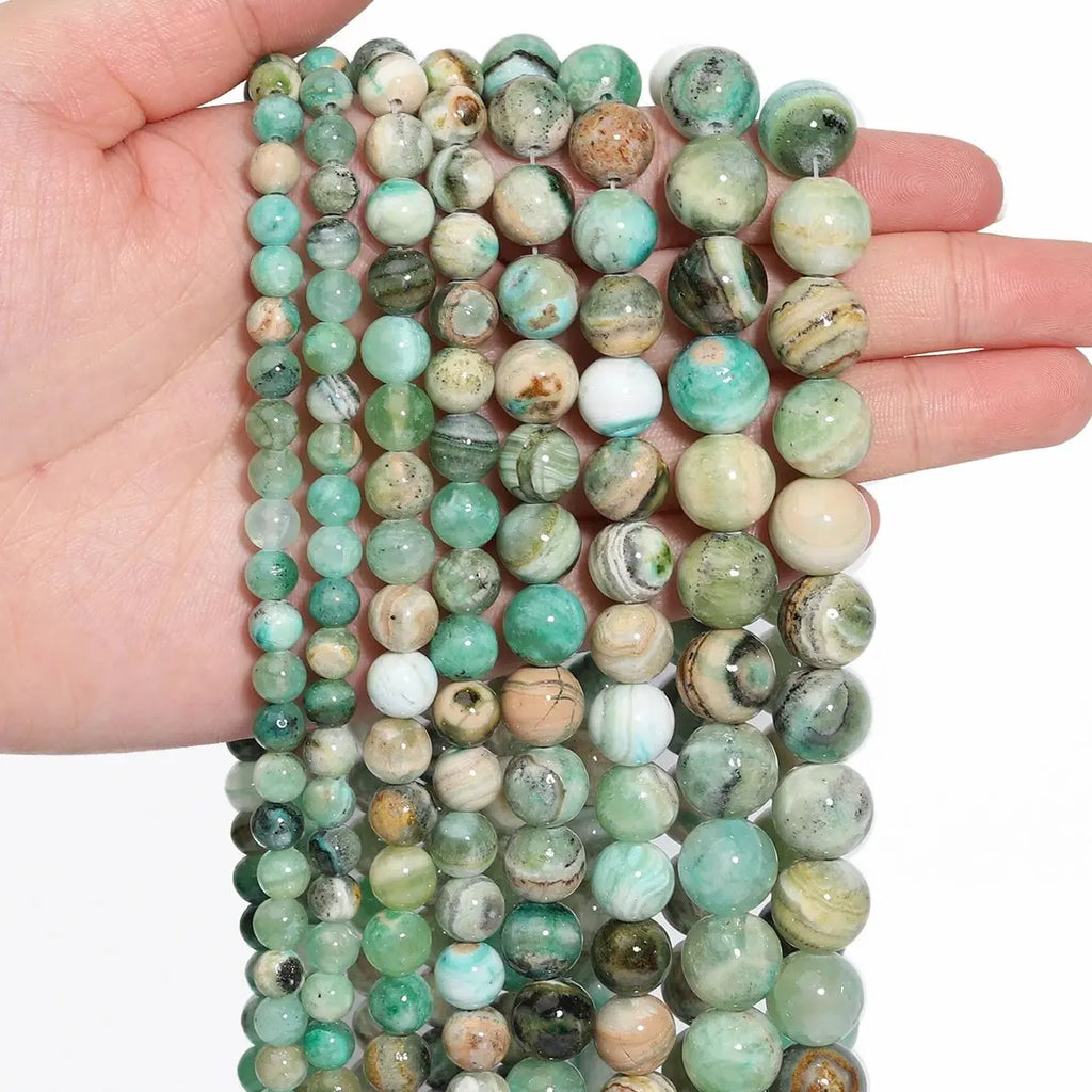 Stone Beads Jade-Style Round Green Calcite Spacer Gift Bracelets Craft Beads