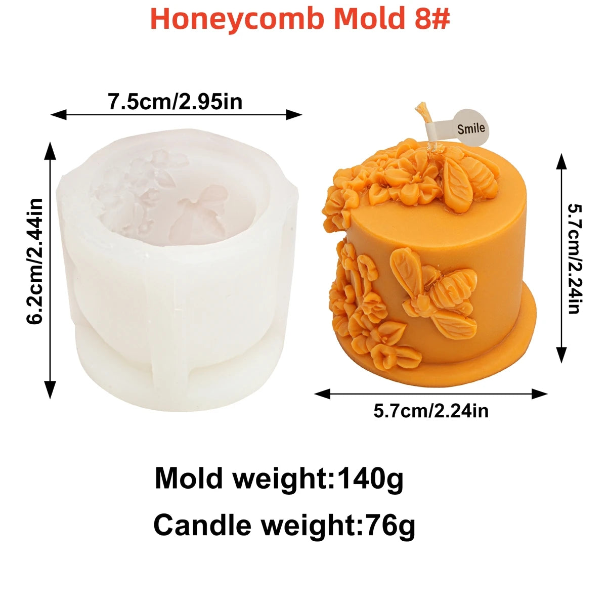 3D Bee Honeycomb Silicone Candle Mold — 10 Styles, Pillar & Beehive