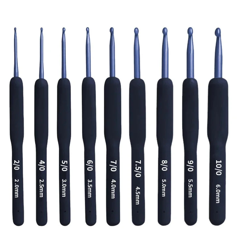 Crochet Hook Set, Blue Soft Handles with Needlecraft Tool Accessories