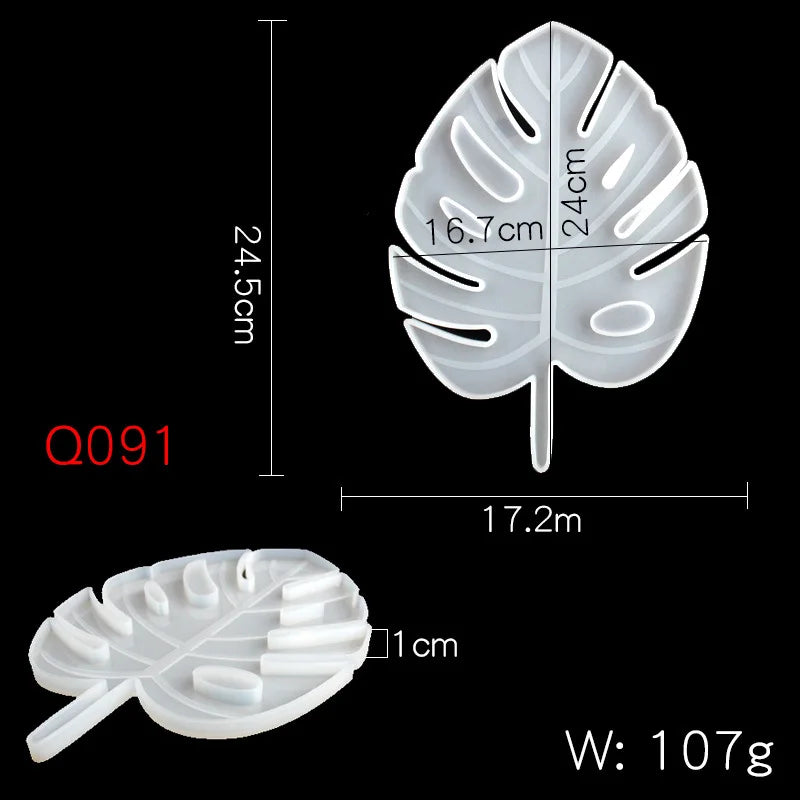DIY Palm Leaf Tray Coaster Mold Silicone Resin Leaf Shape Soap Dish Mould Plaster Cement Handmade Craft Making Molds Home Decor