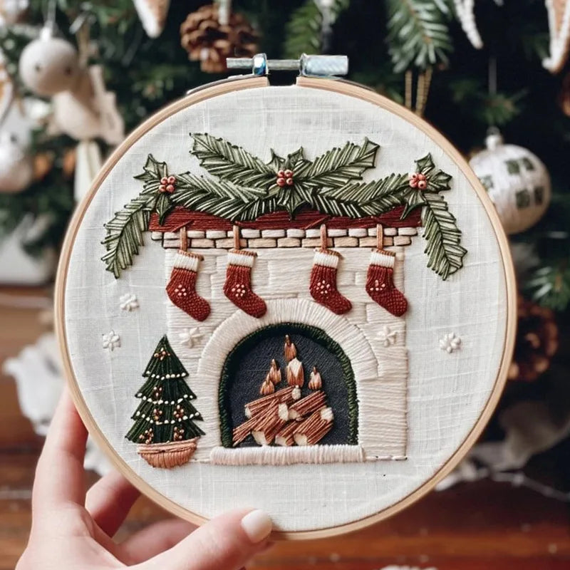Cross-Stitch Kit, Christmas Wreath Pattern for Handmade Seasonal Home Decor