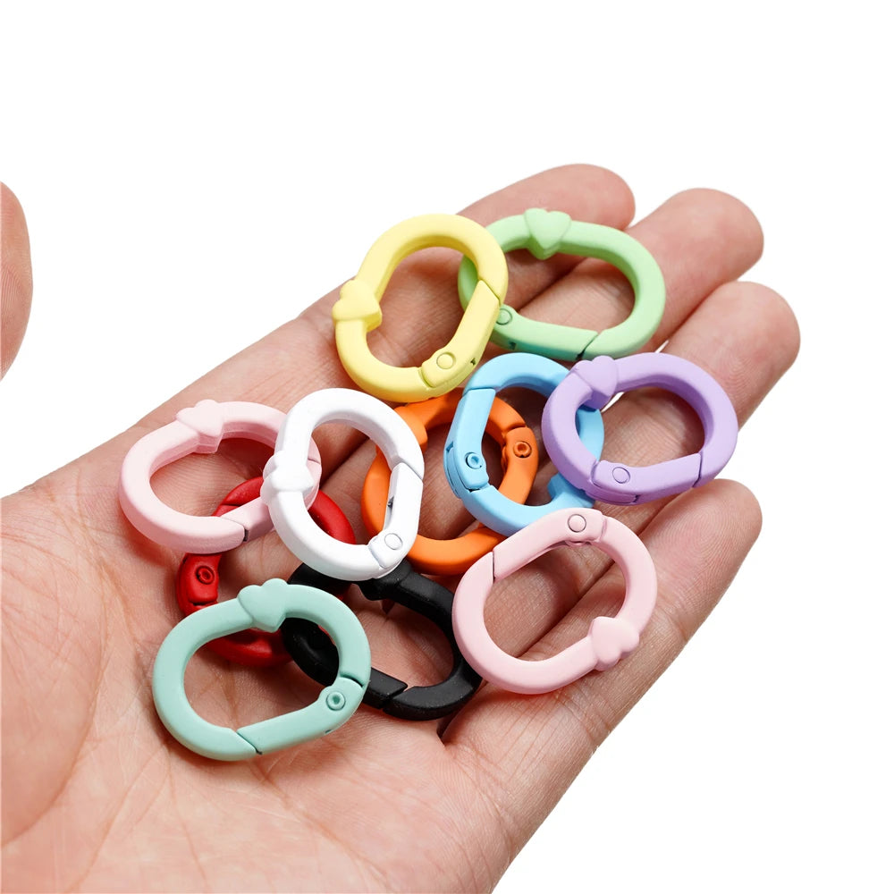 Spring Clasps Colorful Metal Oval Keyring Hooks DIY Jewelry Making