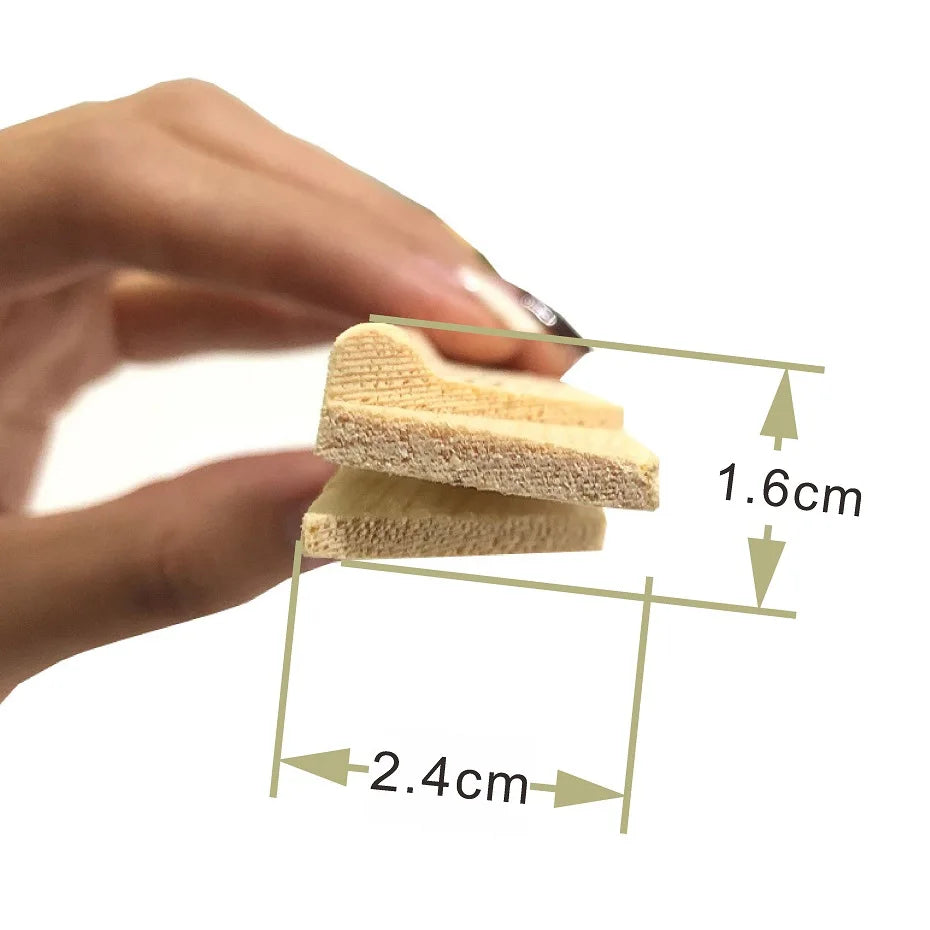 Wood canvas stretcher bar cross-section showing 0.94 × 0.63 in (2.4 × 1.6 cm) dimensions