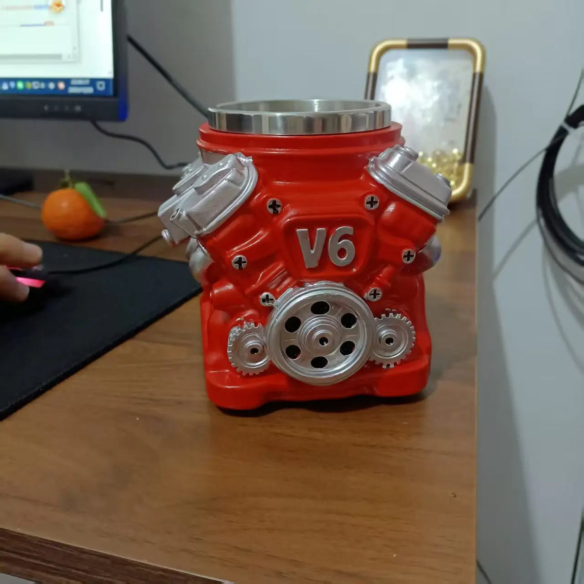 Engine Block Mug, V6, V8 & V12 — Resin Shell, Stainless Steel Liner