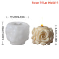 3D Rose Pillar Candle Silicone Mold DIY Geometric Flower Column Scented Candle Plaster Ornament Mold Handmade Gift Wedding Decor