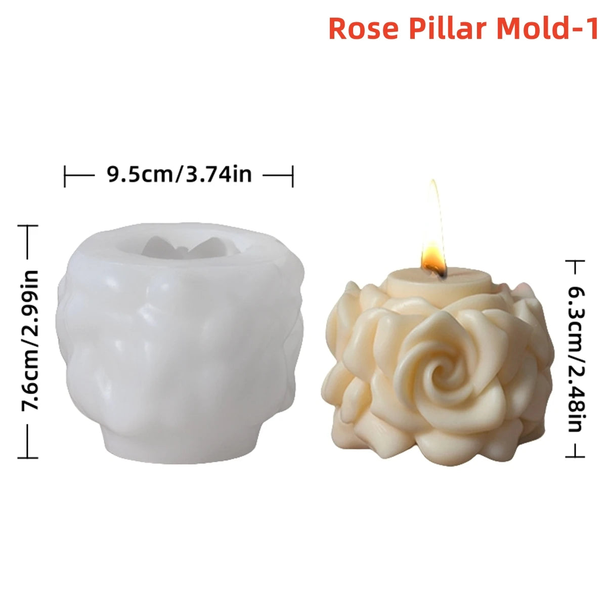 3D Rose Pillar Candle Silicone Mold DIY Geometric Flower Column Scented Candle Plaster Ornament Mold Handmade Gift Wedding Decor