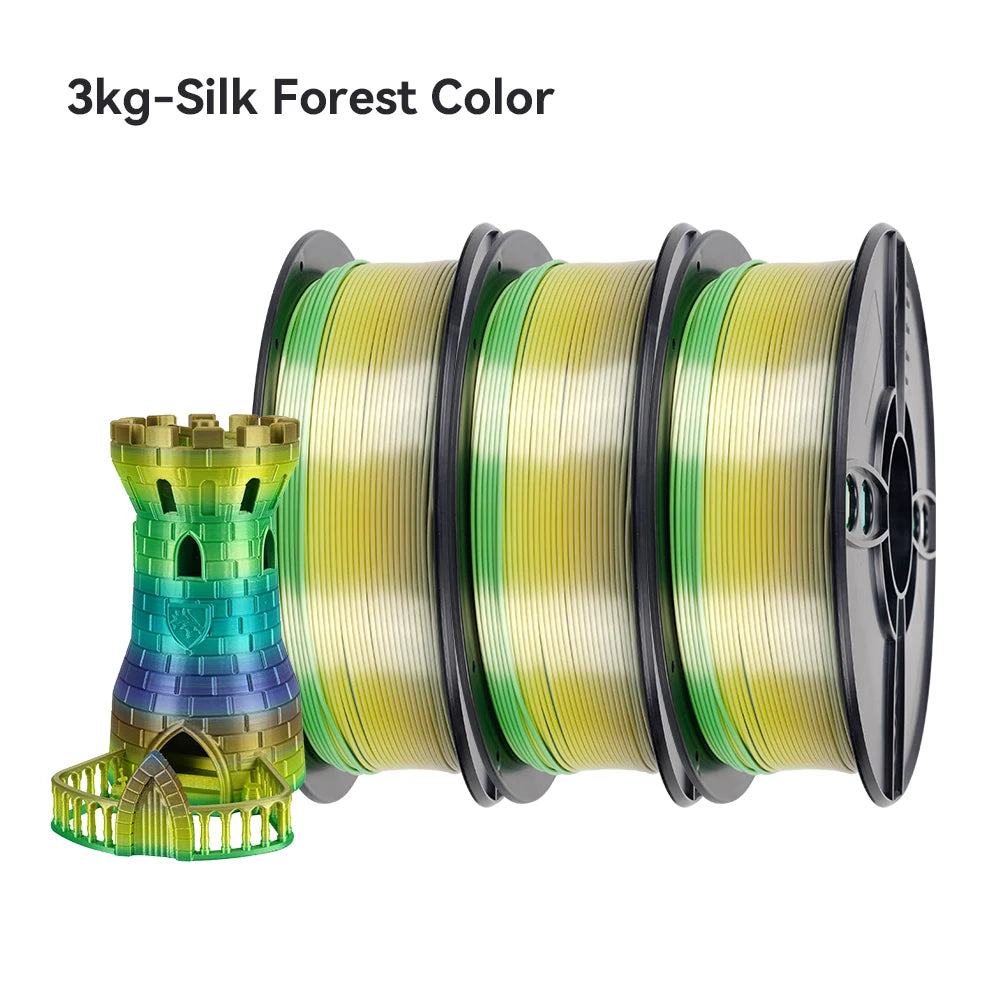 KINGROON Silk Rainbow PLA 3D Printer Filament 1.75mm Silk Candy Colors Glossy Neatly Wound 3D Filaments