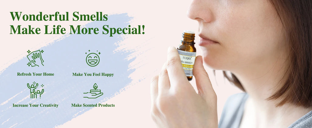 EUQEE 6PCS Fragrance Oils Gift Set For Candle Making 10ml Sea Breeze Forest Pine Bamboo & Teak Cedarwood Sandalwood Freesia