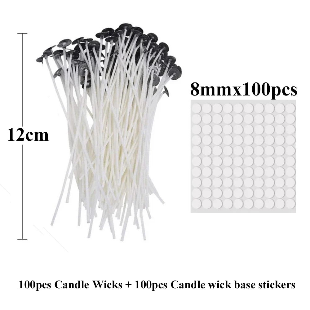 Candle Wicks Pre-Waxed Cotton Smokeless Metal Tab 1-8in DIY Candle Making