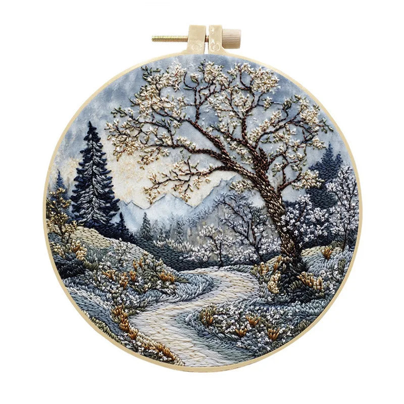 Embroidery Kit, Nature Scenery for Beginner Stitching & Handmade Home Art