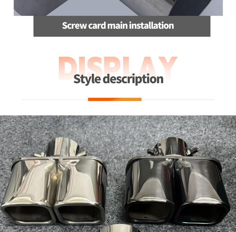 Stainless Steel Square Double Outlet Exhaust Tail Pipe Tip | 6.5cm