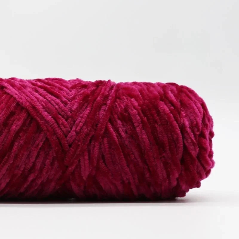 Yarn, Chenille Velvet-Style with Gold Luster for Scarves, Sweaters & Dolls