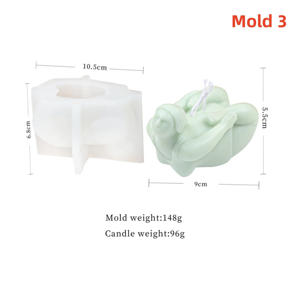 Yoga Pose Candle Mold - Silicone 3D Body, 20 Styles