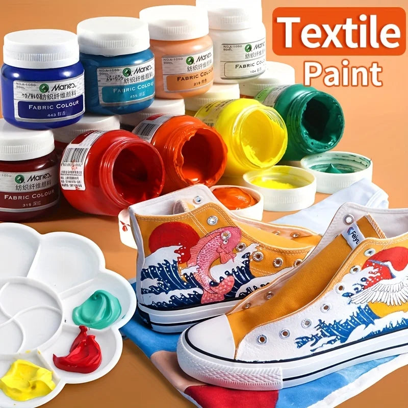 Marie's Permanent Fabric Paint 50ml — 19 Colors for Clothing & DIY Art
