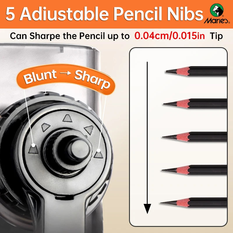 Pencil Sharpener, Marie's Manual — 5 Adjustable Hole Sizes, Artist & Student