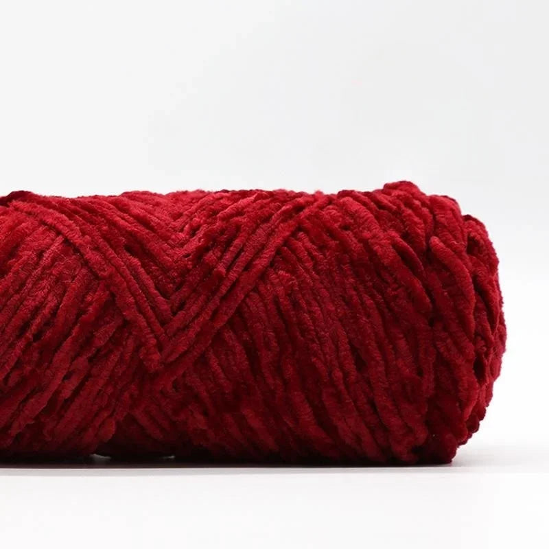 Yarn, Chenille Velvet-Style with Gold Luster for Scarves, Sweaters & Dolls