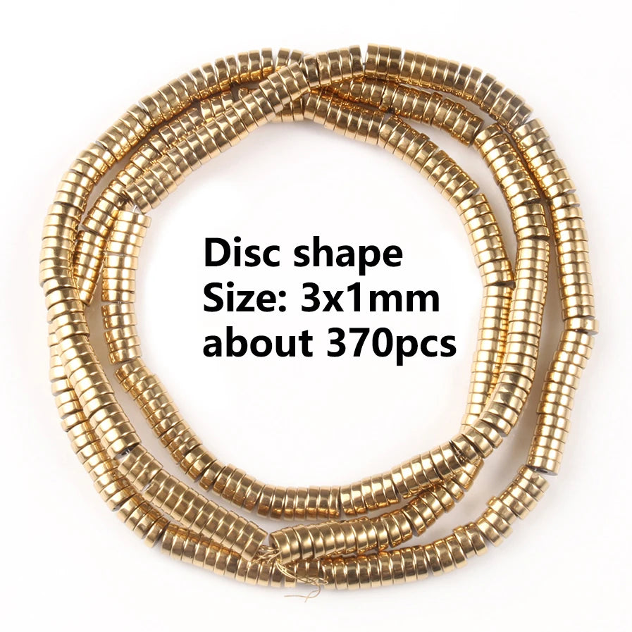 Stone Beads Gold-Tone Hematite-Style Spacer Shapes for DIY Jewelry Making