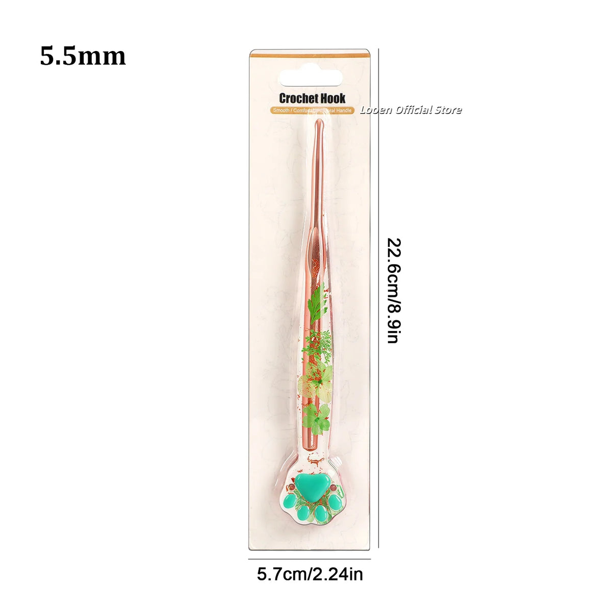 Crochet Hooks, Rose Gold Cat Paw & Floral Handles for Handmade Yarn Crafts