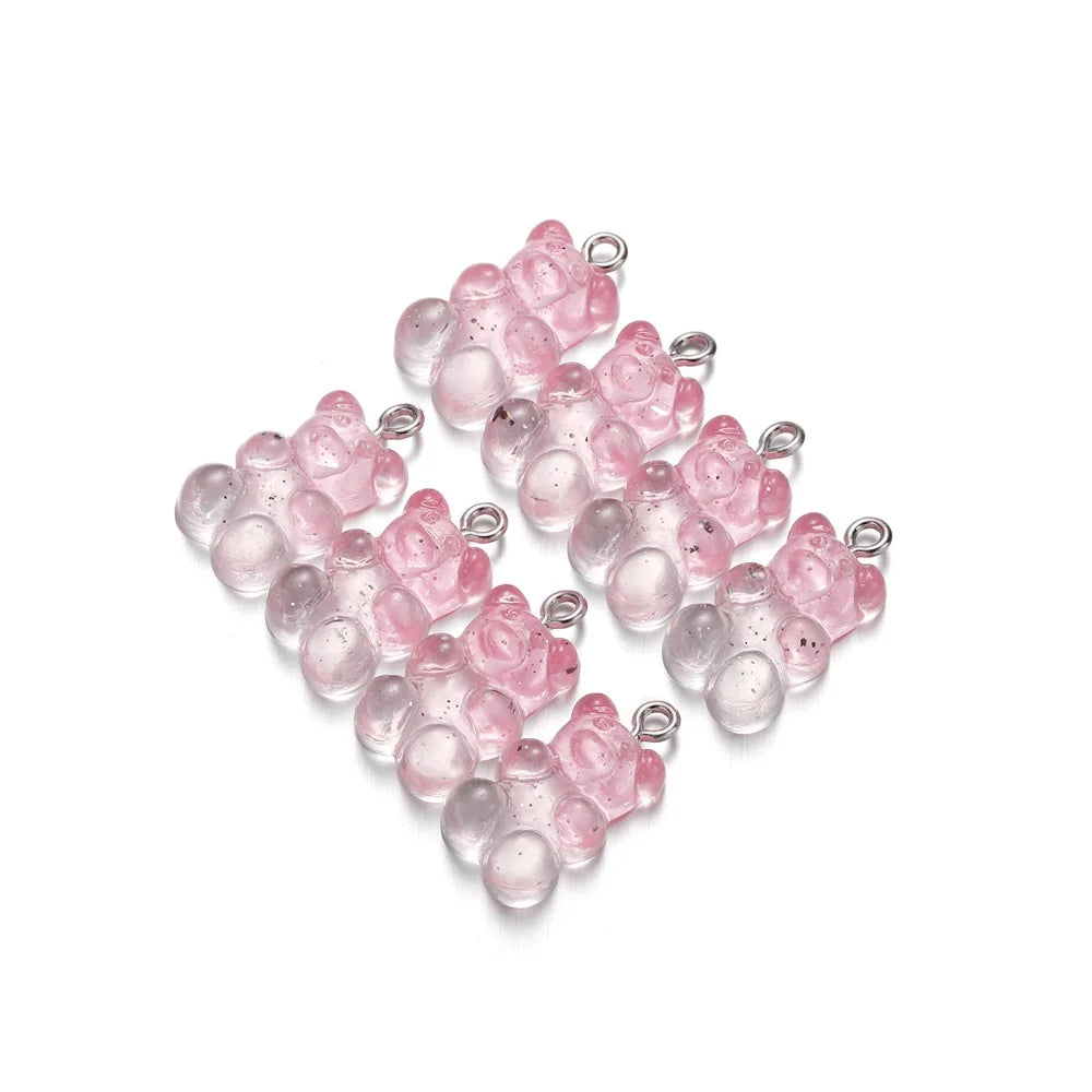 Earring Components Candy Bear Pendant Charms Colorful Resin Bears Craft Supplies