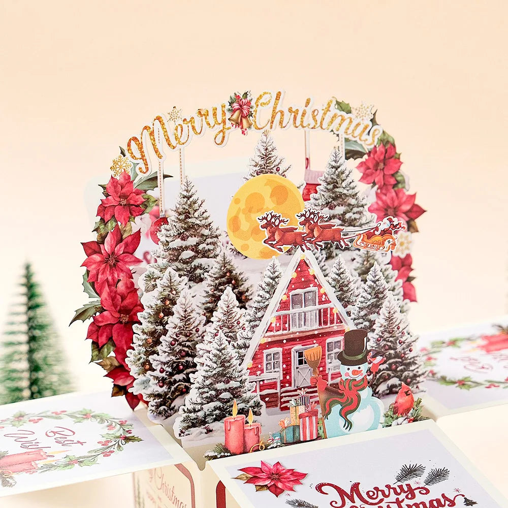 Christmas Card 3D Pop-Up Santa Tree Reindeer Holiday Greeting 36 Designs