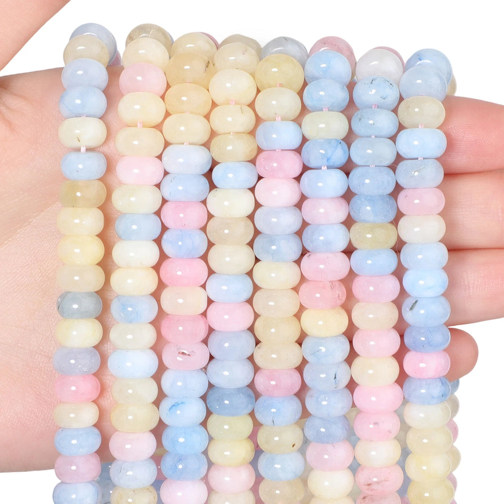 Stone Beads Morganite-Style Jade Rondelle Spacers for DIY Jewelry Making