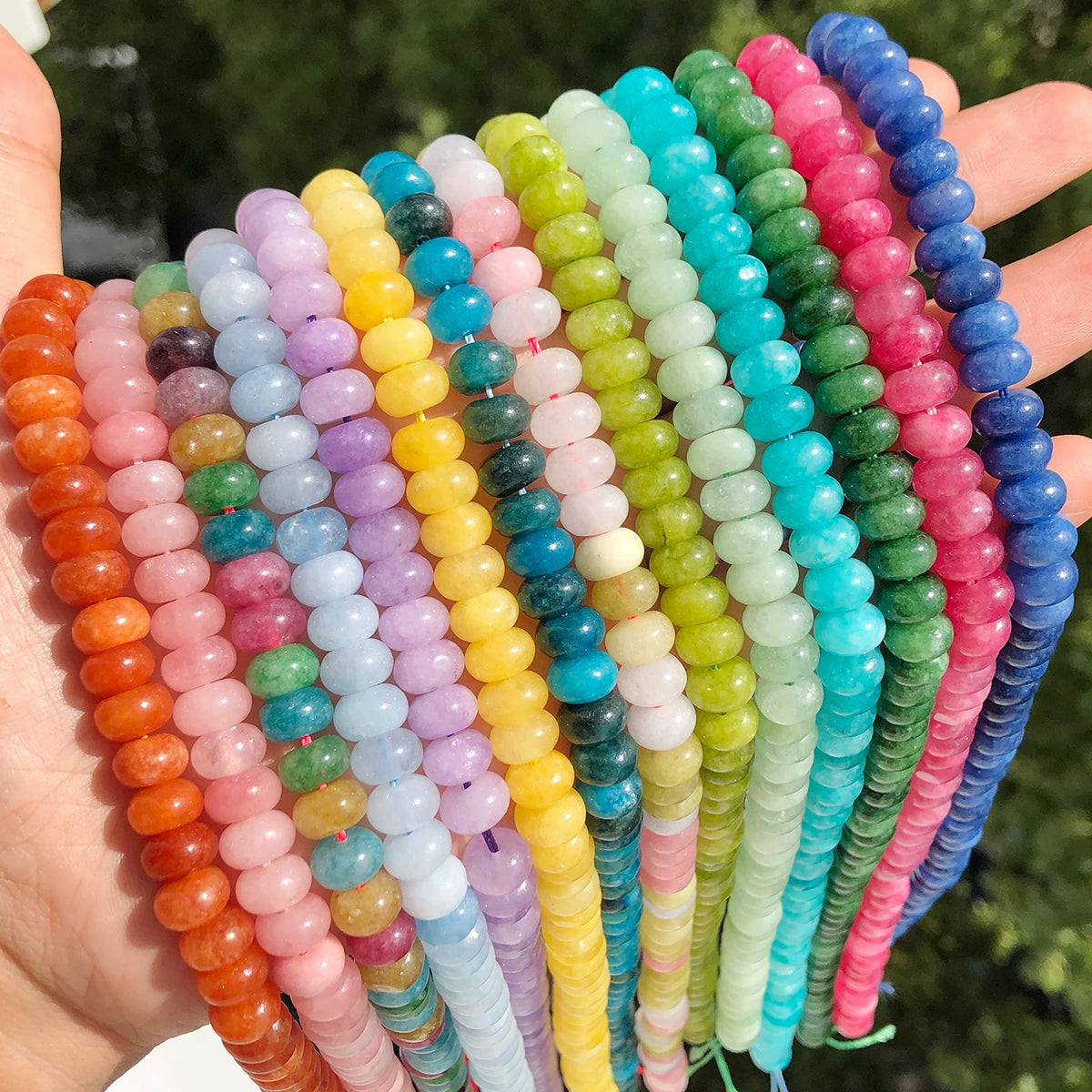 Stone Beads Rondelle Yellow Green Jade-Style for DIY Jewelry Making Craft Beads