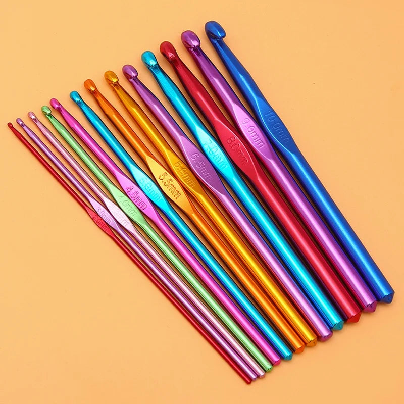 Crochet Hook Set, Colorful Aluminum for Dolls, Sweaters & Handmade Scarves