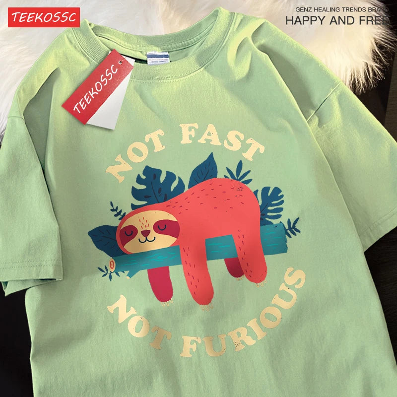 T-Shirt Unisex Not Fast Not Furious Sloth Funny Graphic Tee 11 Colors