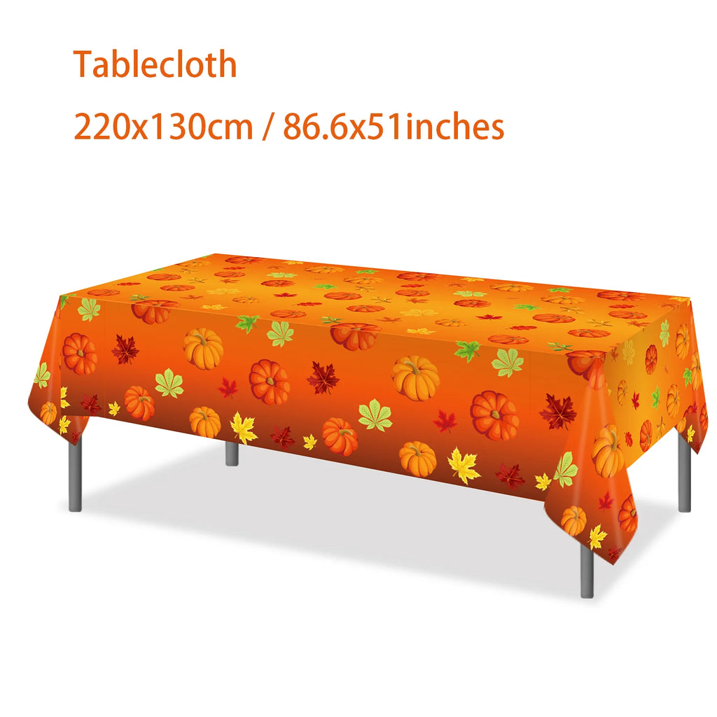 130*220cm Thanksgiving Day Tablecloth Pumpkin Maple Leaves Table Cover For Thanksgiving Decoration Party Supplies