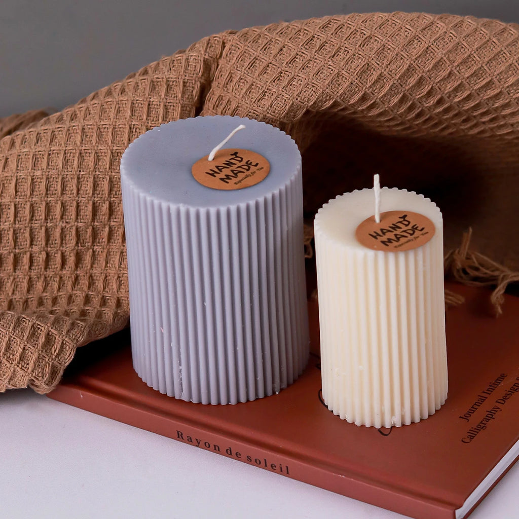 Striped Cylindrical Candle Silicone Mold Handmade Scented Candle Making Wax Mould DIY Crystal Epoxy Resin Craft Molds Home Decor