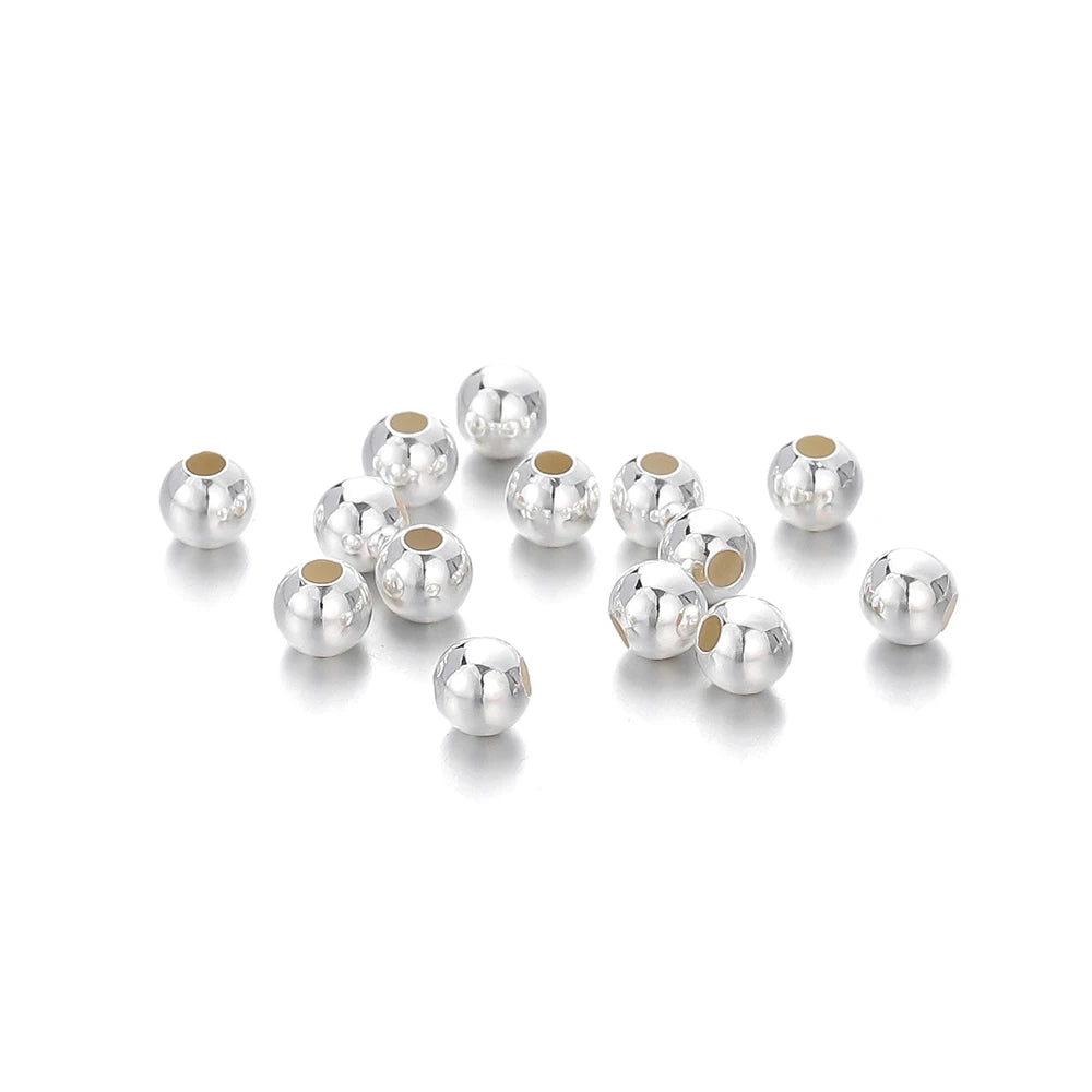Metal Beads Sterling Silver Round Spacer Silver Bracelet Necklace Craft Beads