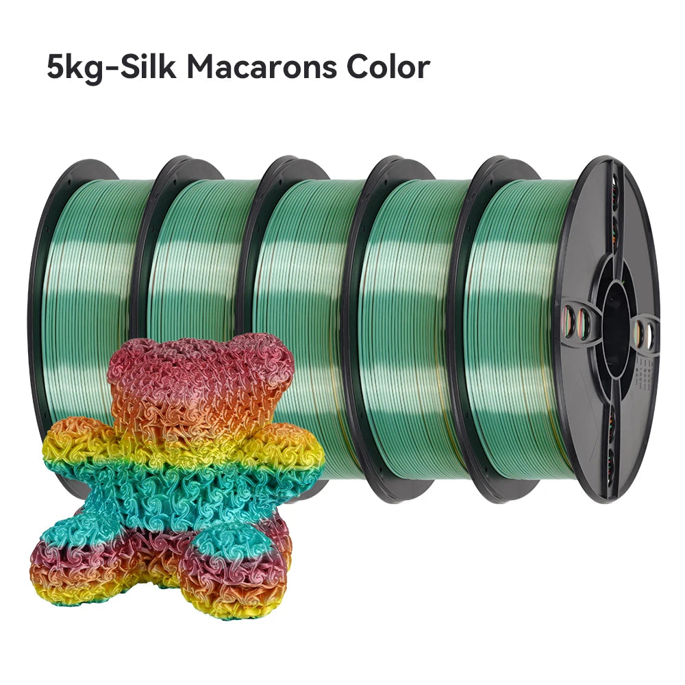 KINGROON Silk Rainbow PLA 3D Printer Filament 1.75mm Silk Candy Colors Glossy Neatly Wound 3D Filaments