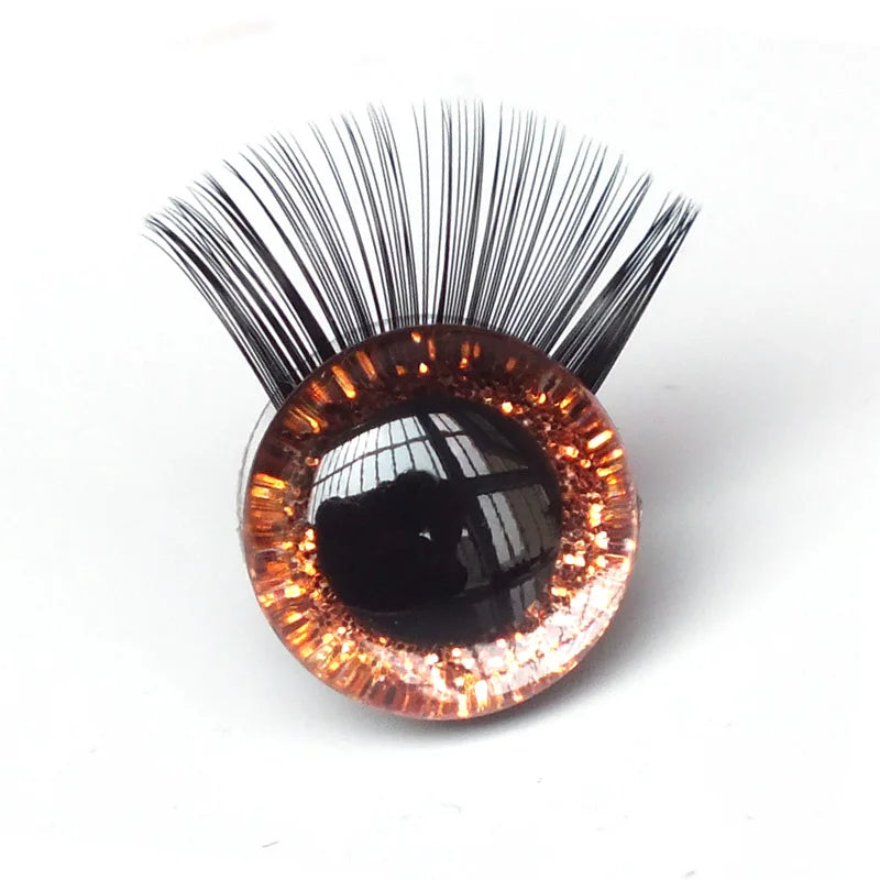 New 20pcs / lot 12-30mm Glitter Toy Eyes With Eyelash With Hard Washer For DIY Doll eyes toy accessories safe eyes