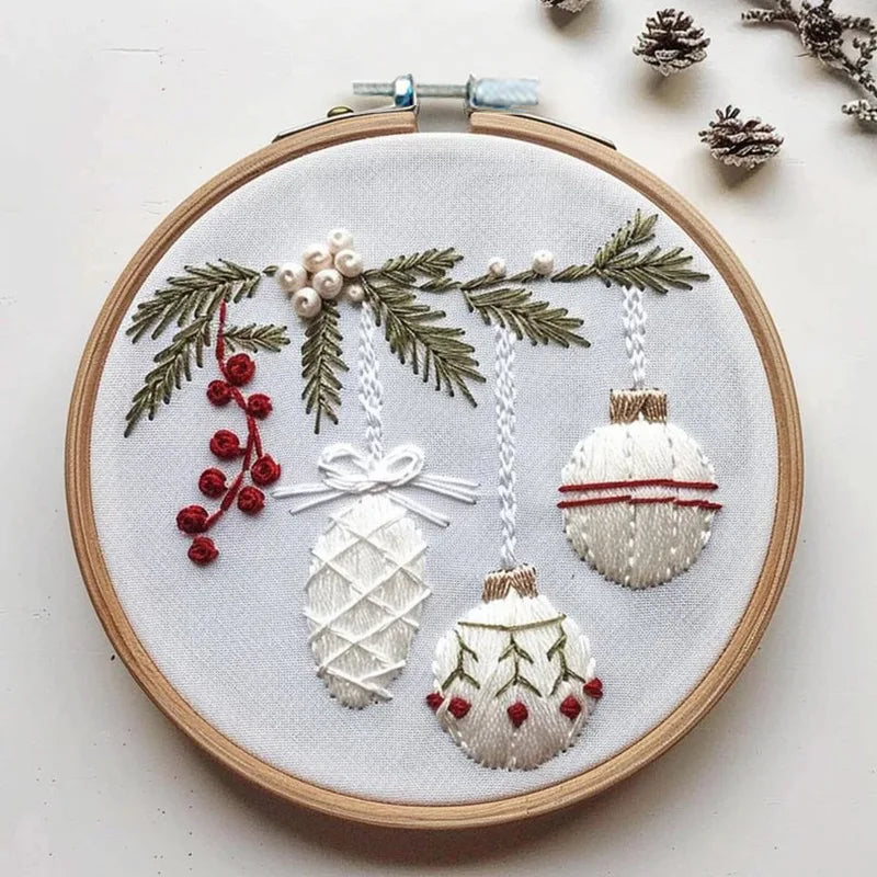 Cross-Stitch Kit, Christmas Wreath Pattern for Handmade Seasonal Home Decor