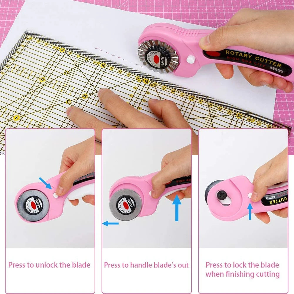 Rotary Cutter Set with Replacement Blades, Sewing Clips & Fabric Marker