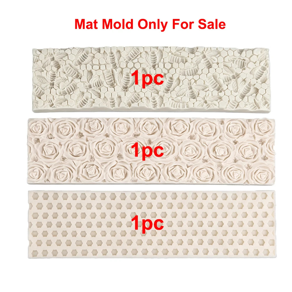 Silicone Embossing Mat for 1.2L Wooden Loaf Soap Mold Rose Honeycomb Bee Texture Liner DIY Handmade Soap Making Tool