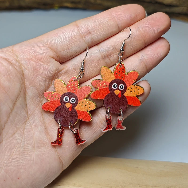Thanksgiving Earrings Autumn Turkey Party Fun Earrings Thanksgiving Decoration Gift