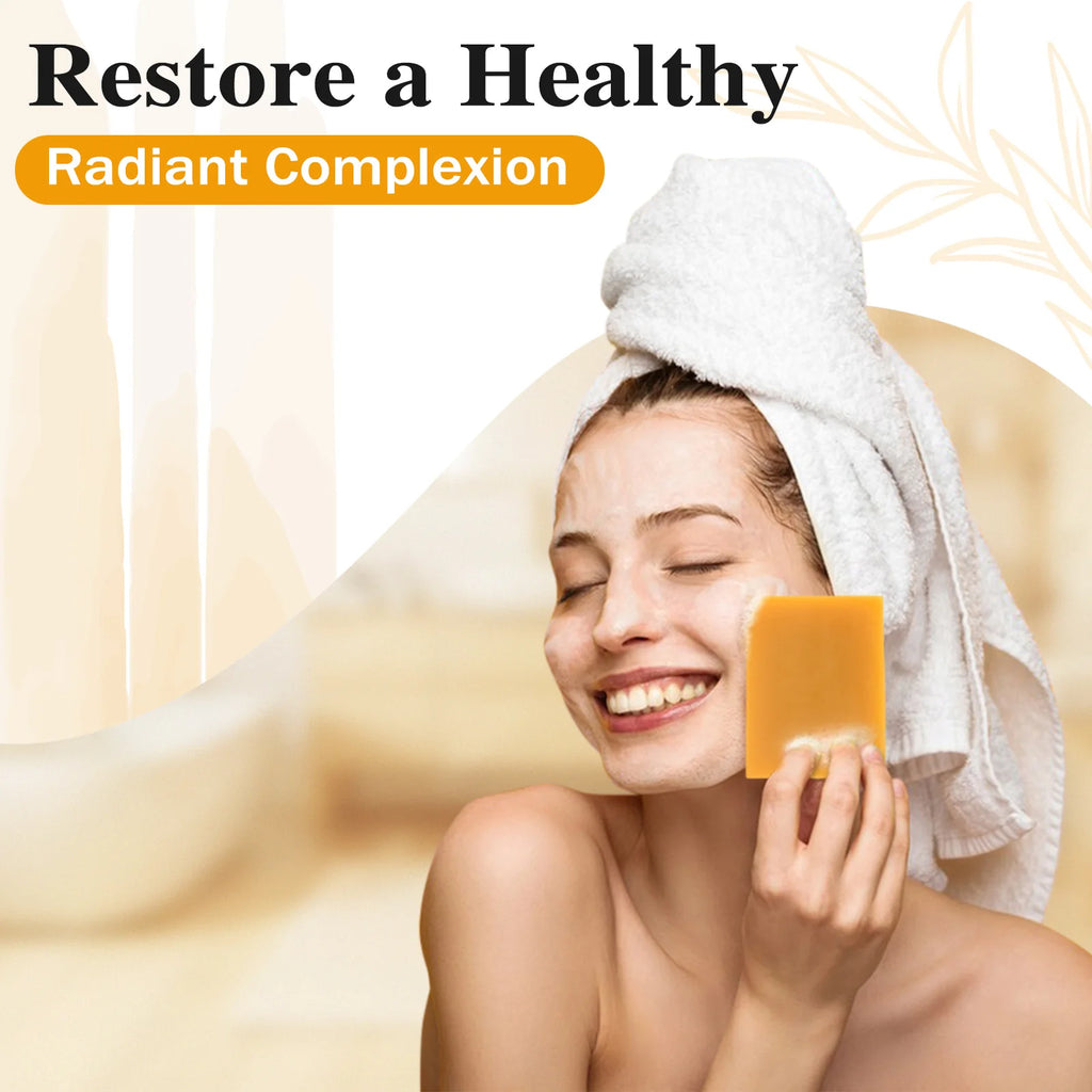 EUQEE 1PCS Kojic Acid Turmeric Handmade Soap with Vitamin C, Retinol, Collagen Coconut oil To Cleaning Skin Dark Spot Remover